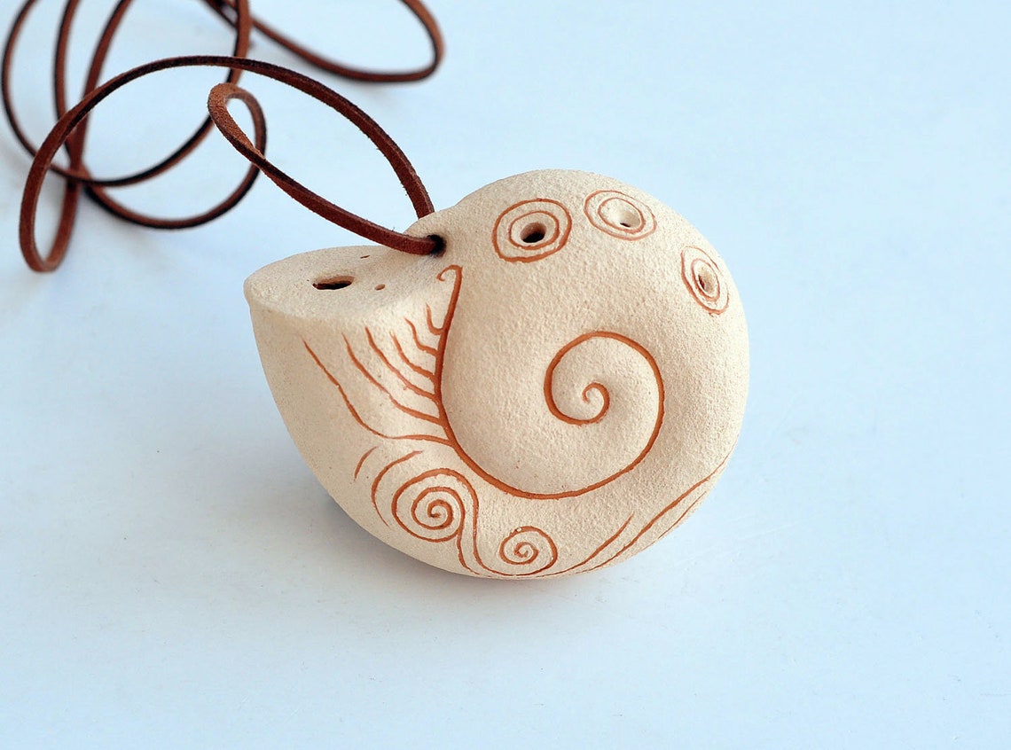 Ocarina Song of the sea pendant / White / ceramic Etsy
