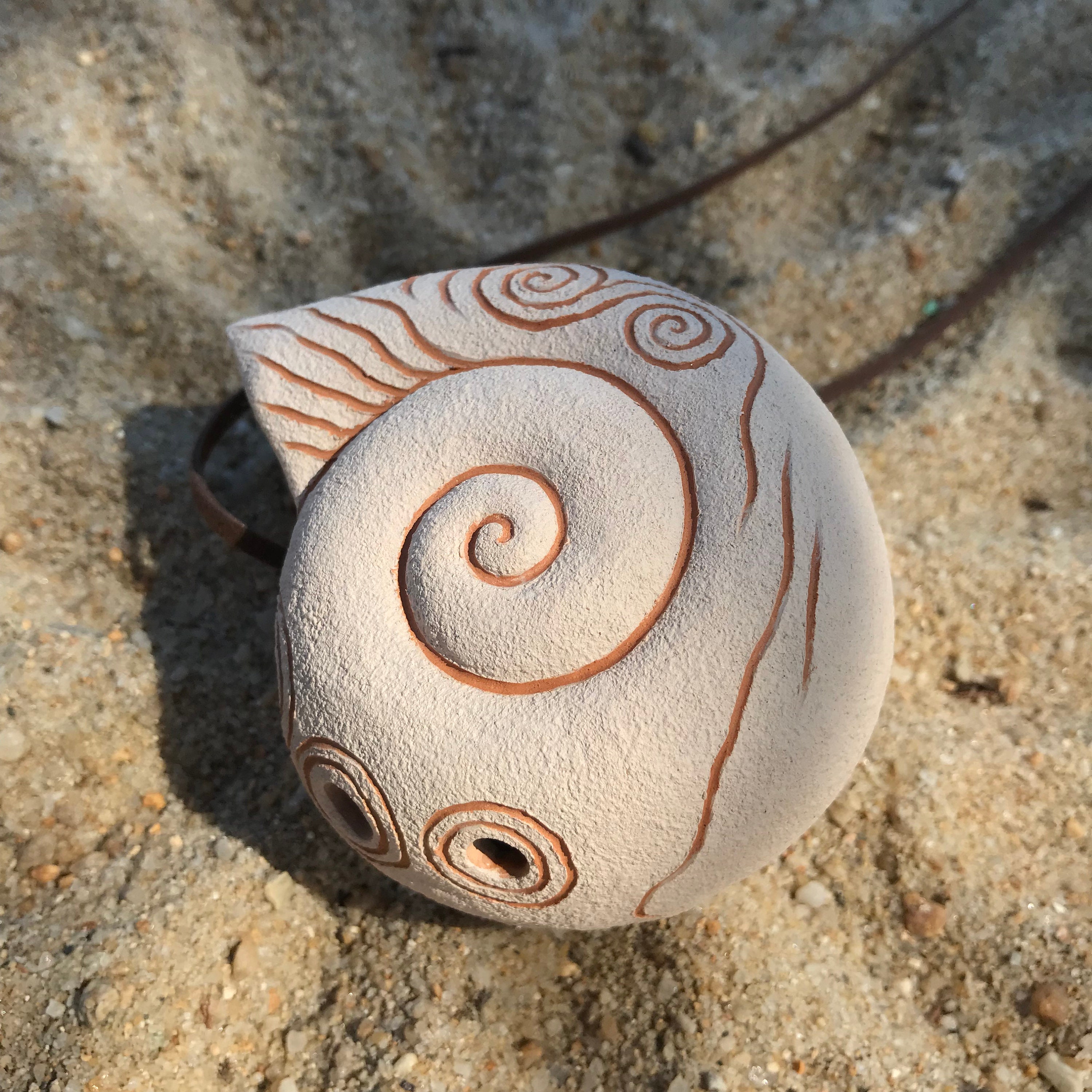 Ocarina Song of the sea pendant / White / ceramic Etsy