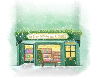 The Shop Around The Corner at Christmas A4 Print