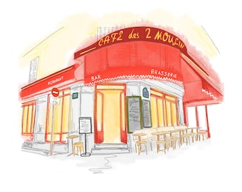 Cafe des 2 Moulins (Amelie) A4 Print