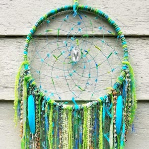 Large Dreamcatcher / Boho Chic Dreamcatcher / Green & Blue / Gift For Her or Him / from Carriage House Dreams