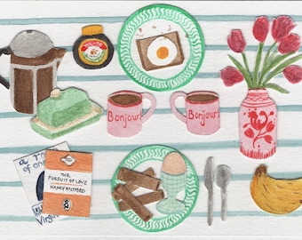 Greetings Card , La Vaiselle Breakfast,