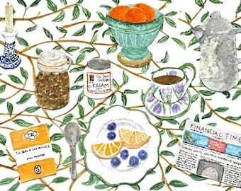 A6 Greetings Card ‘William Morris’ tablescape illustration