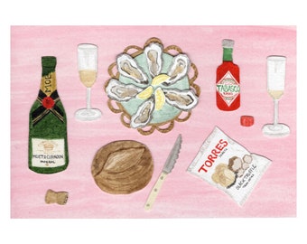 A5 Signed Print, Champagne Breakfast