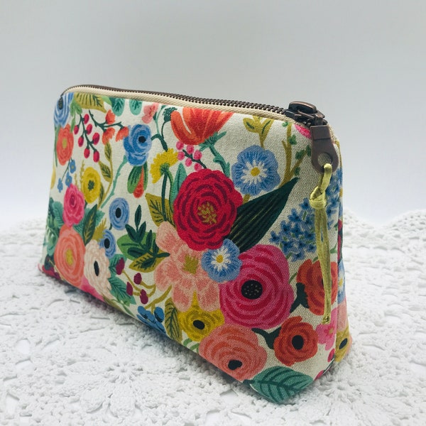 Kosmetiktasche  Blumen, Schminktäschchen bunt, Make up Täschchen Schminke ,Kulturbeutel baumwolle