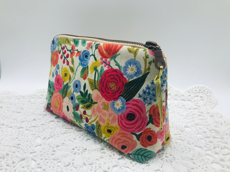 Kosmetiktasche Blumen, Schminktäschchen bunt, Make up Täschchen Schminke ,Kulturbeutel baumwolle Bild 1