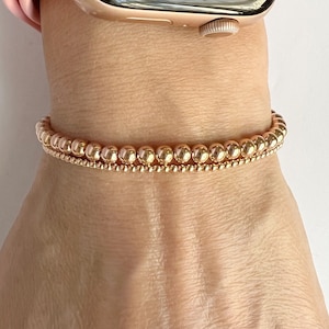ROSE GOLD FILLED Beaded Bracelet Set • Beaded Ball Bracelet Stack • Beaded Stacking Bracelets • Everyday Bracelets • Set of 2 Bracelets Gift