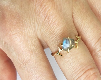 Labradorite Ring, Rose Gold Labradorite Ring, Dainty Labradorite Ring, Boho Ring, Vine Ring, Gold Ring Labradorite, Bohemian Jewelry friend