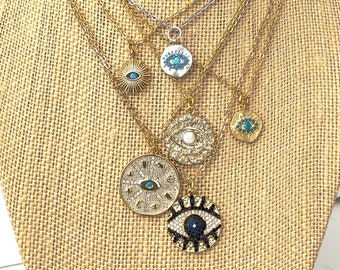 Evil Eye Necklace, Turquoise Boho Necklace, Protection Necklace, Boho Chic Layering  Necklace, Minimalist Everyday Opal Bohemian Necklace