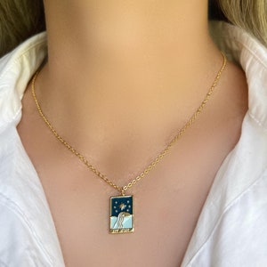 GOUDGEVULDE ketting Tarotkaartketting • Beschermingsketting • Tarotlabelketting • Antieke tarot Sun Star Moon Lovers Wheel Mystic-ketting
