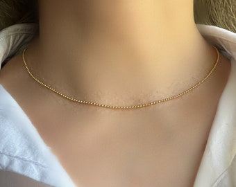 Dainty GOLD FILLED SILVER Ball Necklace • Ball Chain Necklace • Simple Necklace • Ball Chain Choker • Everyday Layering Necklace Long • Gift