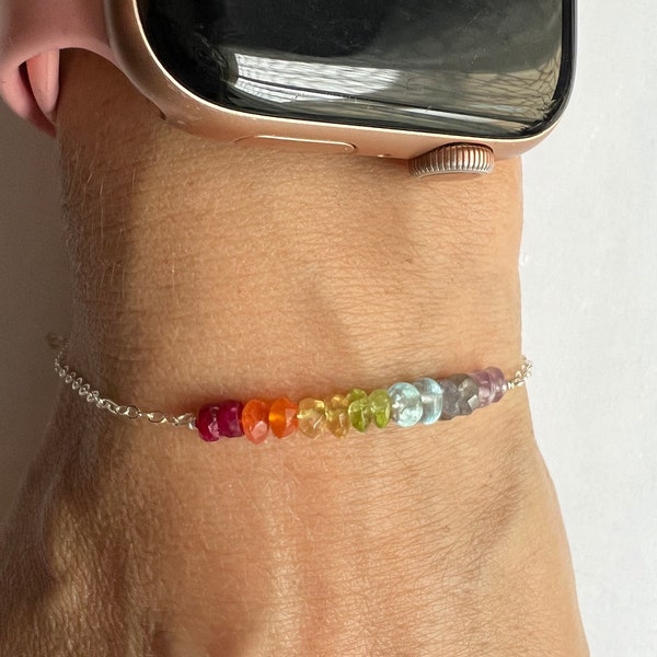 NATURAL GEMSTONES Chakra Gift Bracelet • 7 Chakras Balancing Bracelet • Healing Energy Jewelry • Chakra Stones • Rainbow Bracelet • Namaste