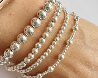 STERLING SILBER Perlenkugel Armband • Perlenkugel Armband • Perlenarmband • Stapelarmband • Stapelarmband 2.5 mm, 3 mm, 4 mm, 5 mm • Geschenk