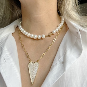 Bold Pearl Necklace • Toggle Clasp Pearl Necklace • Pearl Choker Necklace • Wedding Necklace • 30th Anniversary Wife Gift • Statement