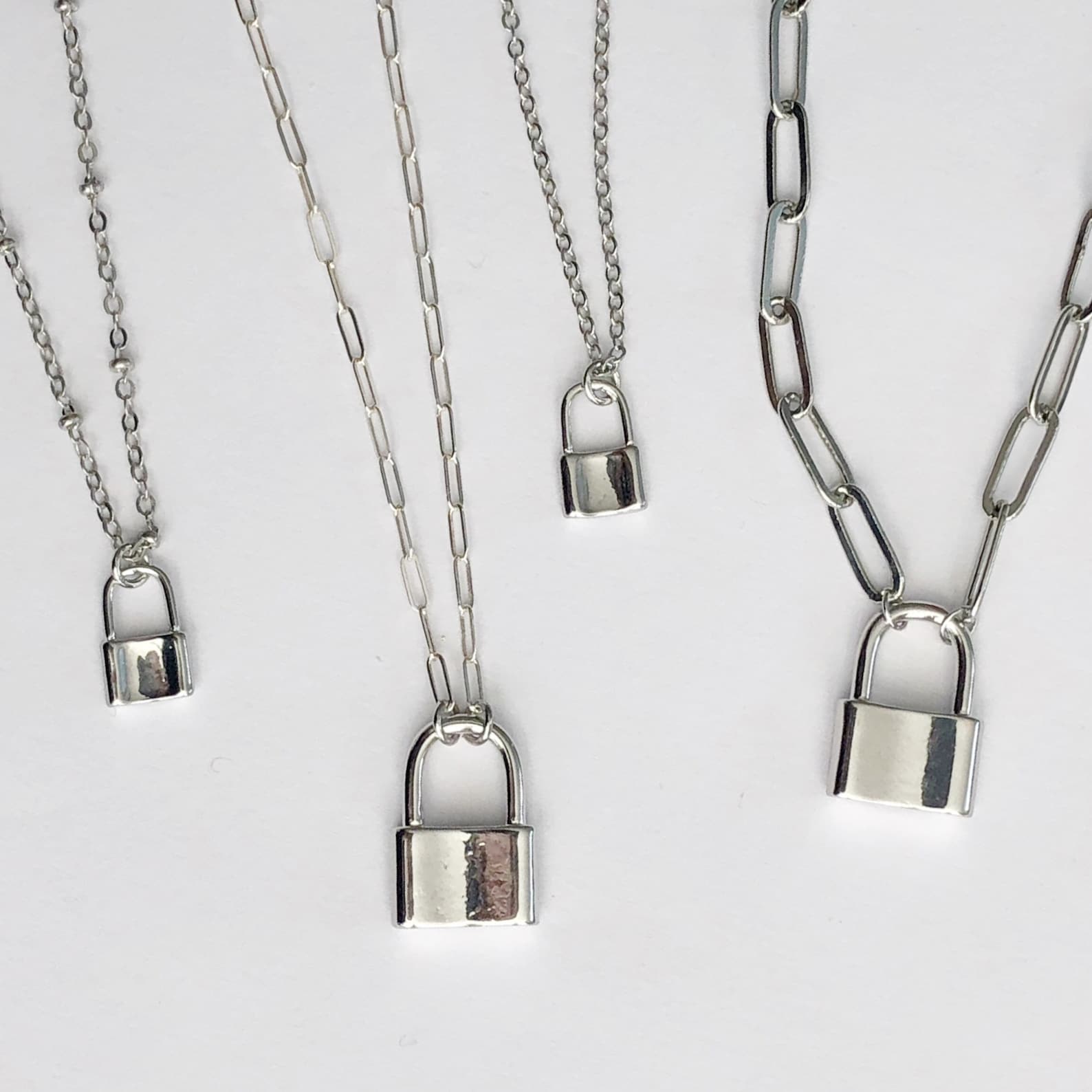 STERLING SILVER PAPERCLIP Chain Padlock Necklace Minimalist Etsy