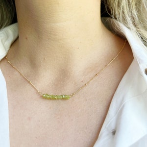 GOLD FILLED SILVER Raw Peridot Necklace • August Birthstone Necklace • Layering Everyday Necklace • Gold Crystal Necklace • August Birthday