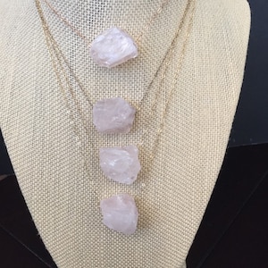Raw rose quartz necklace bridesmaid gift from bride Raw crystal necklace Rough rose quartz Single Raw stone necklace Fertility necklace IVF