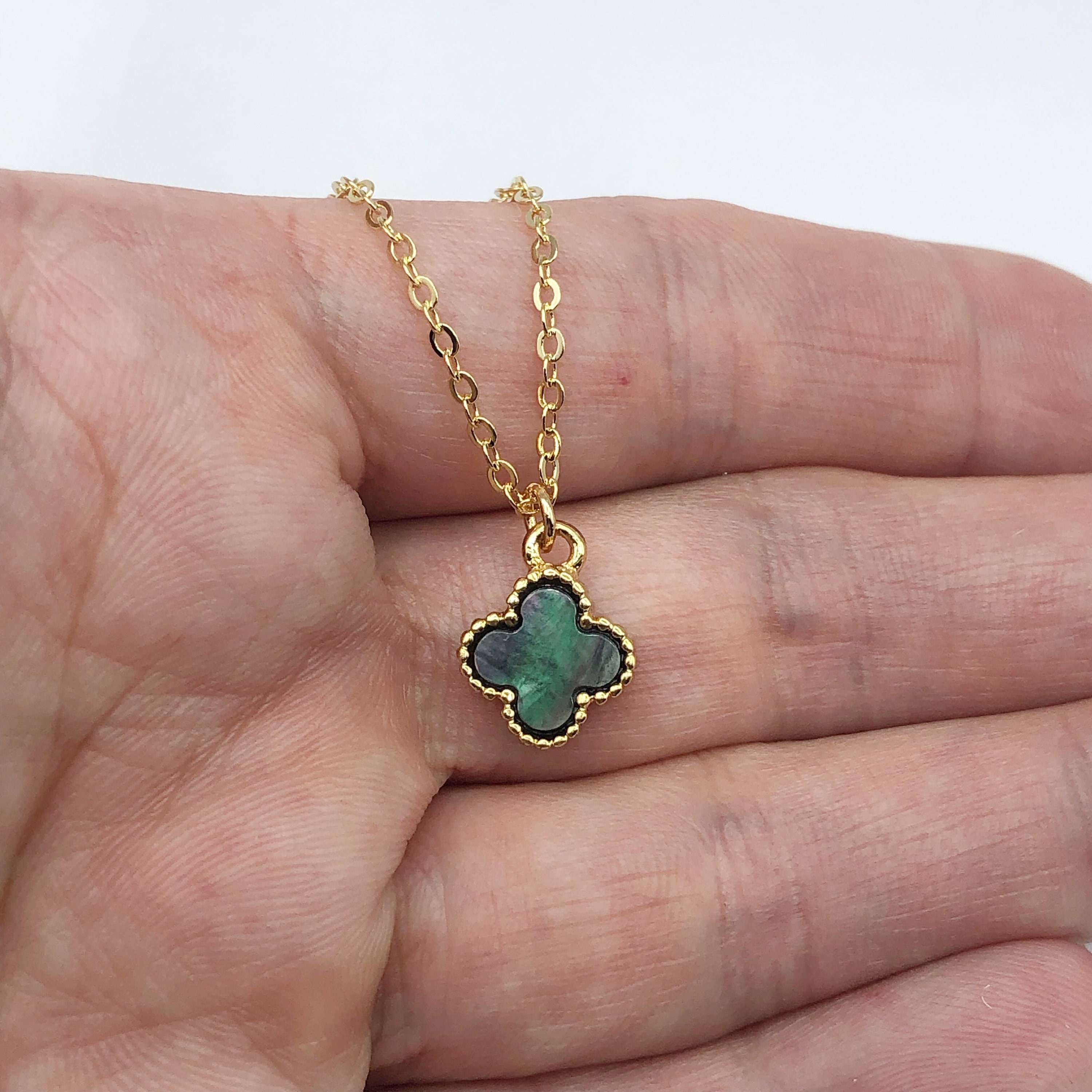 宅配便配送 Pearl Shell Clover GOLD FILLED Paper Clip, Satellite Chain アクセサリー