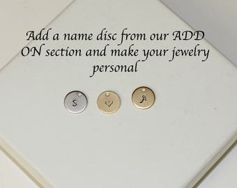 Add on gold filled disc sterling silver initial disc personalized letter monogram custom name disc