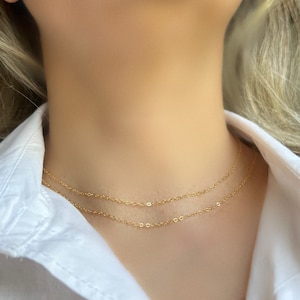 Gold Filled Sterling Silver Dainty Wrap Necklace • Simple Necklace • Delicate Thin Chain Necklaces  Everyday Layering Necklace • Minimalist