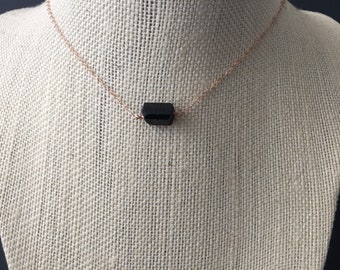 SALE!!! Raw black tourmaline single stone rose gold choker Protection amulet raw crystal necklace 21st birthday gift Healing anti anxiety