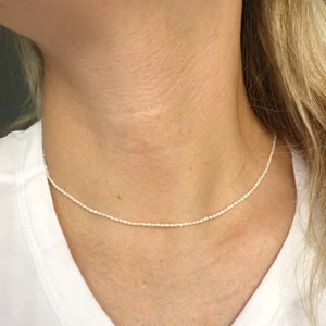 Tiny Pearls choker necklace, Dainty Pearl choker, Everyday boho necklace, Minimalist layering necklace