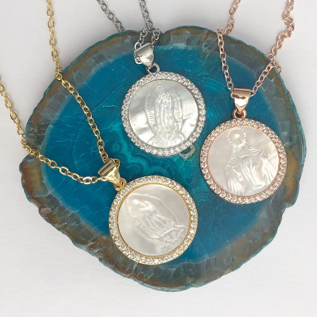GOLD FILLED SILVER Blessed Mother Virgin Mary, Our Lady of Guadalupe ...
