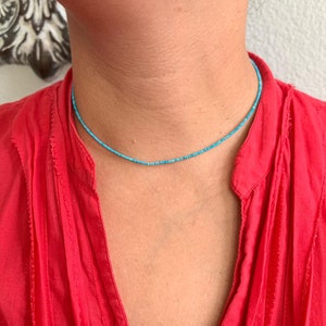 Tiny Turquoise choker necklace, Dainty Turquoise choker, Everyday boho necklace, December birthstone gift, Minimalist layering necklace