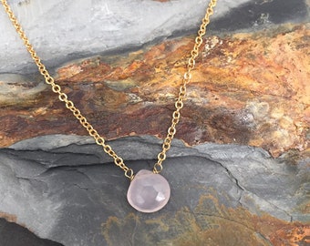Rose quartz choker necklace, bridesmaid gifts from bride,Healing crystal necklace, Unconditional love, Single stone Fertility necklace IVF