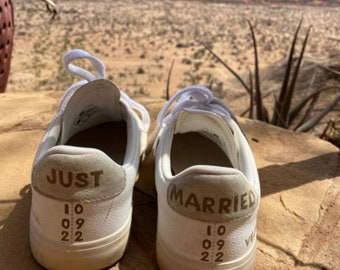 Wedding shoe customisation, wedding shoes, honeymoon shoes, just married, custom wedding shoes
