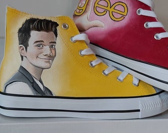 Custom painted shoes, custom shoes, custom high tops, custom Van's, handpainted shoes, handpainted portrait shoes, glee gift, glee shoes,