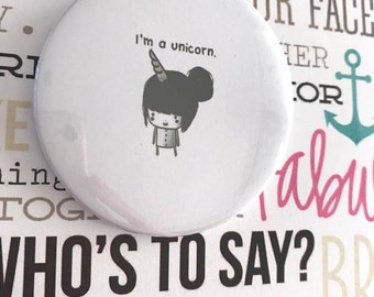 Funky Cute Girl Unicorn pin button / Pin Buttons