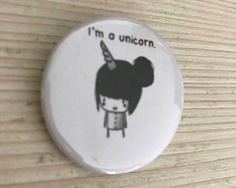 Funky Cute Girl Unicorn pin button / Pin Buttons