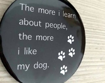 Quote dog pin button / Pin Buttons / Black & White pin button dog