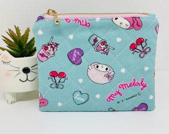 Quilted kawaii zipper pouch