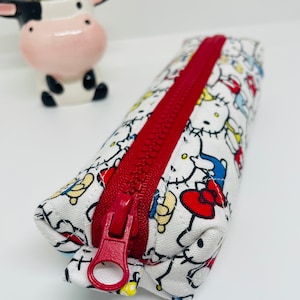 Cute Japanese kawaii kitty pencil case - quilted