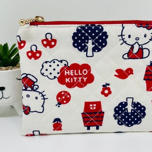 Quilted cute kitty zipper pouch
