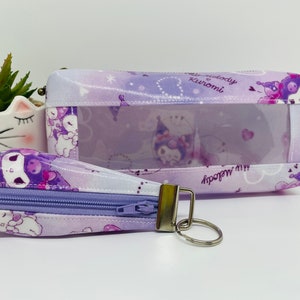 Cute lilac kawaii laminate/waterproof pencil case set (small)