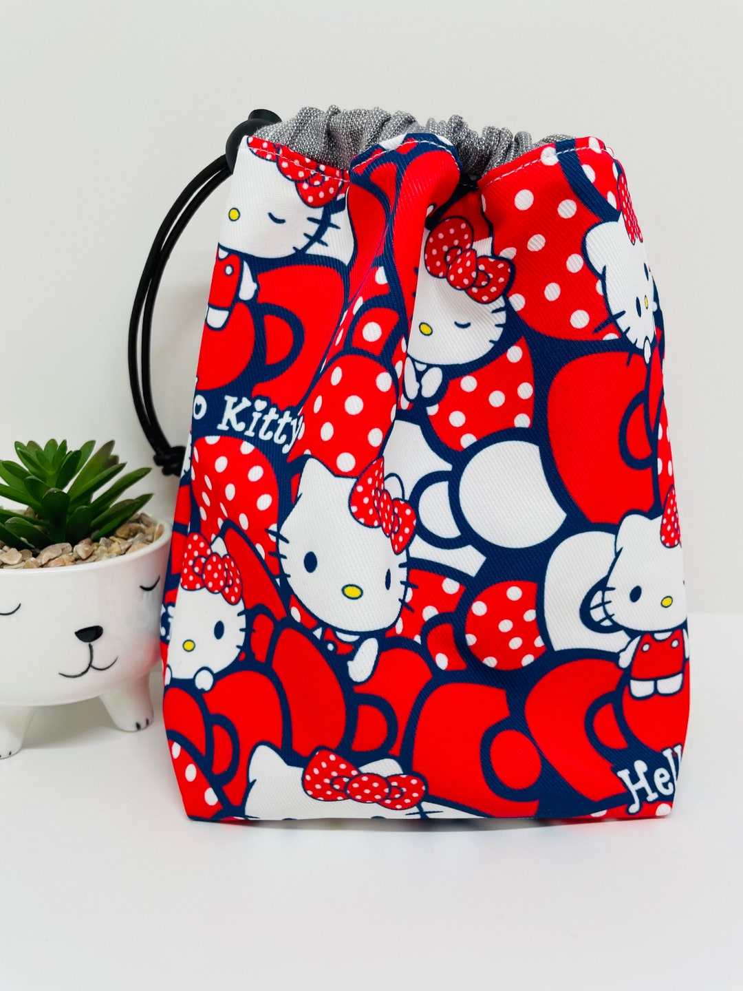 Cute Kawaii Cat Drawstring Pouch Etsy