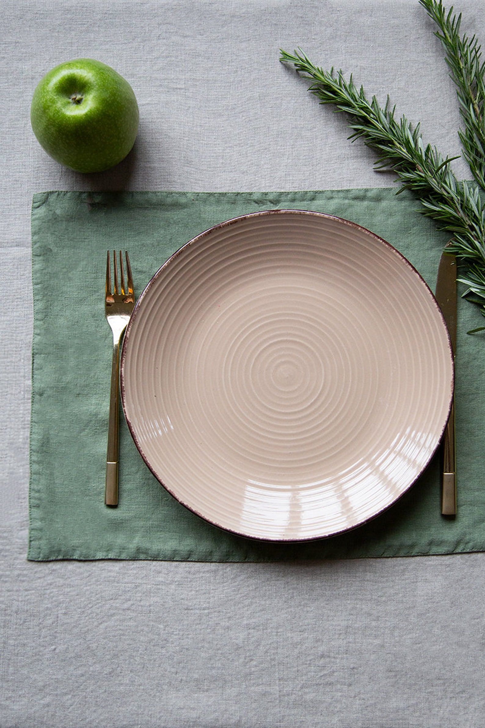 Olive Green Linen Table Placemat Softened Linen Placemats Etsy