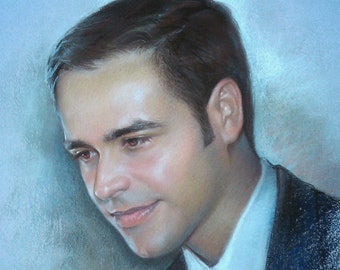 Peinture pastel custom portrait de l’homme 13,5"x19,5 »