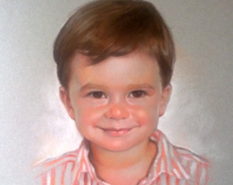 Portrait  pastel painting of  the boy 19,5'x25,5