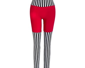 Thigh-High Leggings - High Waisted Stripes for Circus Sexy Fire Spinning Festival Rave Burning Man - Made to Order