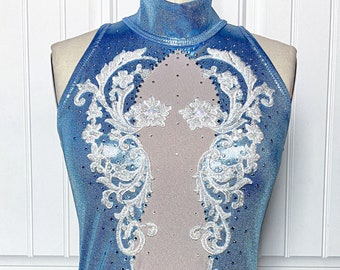 Aerial Circus Costume, Rhinestone Leotard, Ice Queen - Medium - Ready to Ship