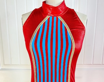 Circus Costume, Carnival Stripes, Aerial Dance Leotard - Made to Order