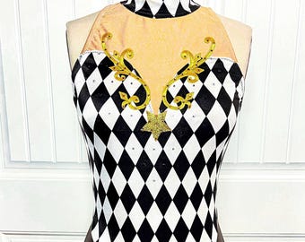 Harlequin Circus Costume, Aerial Dance Leotard -  Ready to Ship