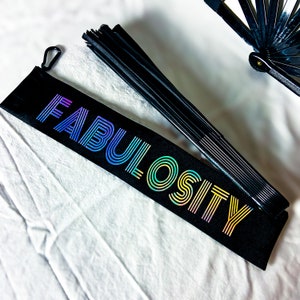 FABULOSITY Hand Fan Bag, Clip-On Travel Pouch for Folding Fan - for Pride, Raves, Festivals, Concerts, Gifts - Made to Ordeer