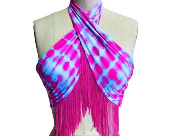 Criss-Cross Bandeau Crop Top: 70s Style Tie Dye Festival Fashion