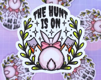 The Hunt Is On Bunny Easter  | Creepy Cute Easter Pastel Goth Vinyl Die Cut Sticker