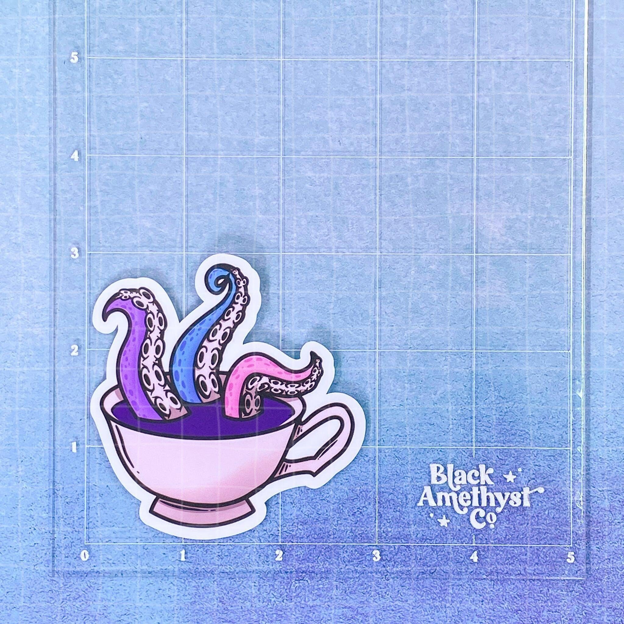 Tentacle Teacup Creepy Cute Pastel Goth Vinyl Die Cut Sticker Etsy